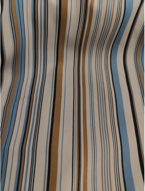 Tela de algodón estampado rayas marrones y azules , camisas