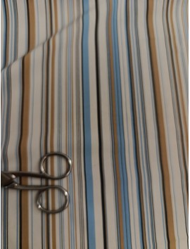 Tela de algodón estampado rayas marrones y azules , camisas