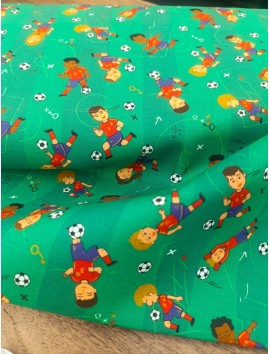 Tela de algodón estampado futbol selección