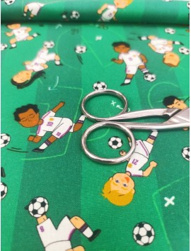 Tela de algodón estampado futbol blancas