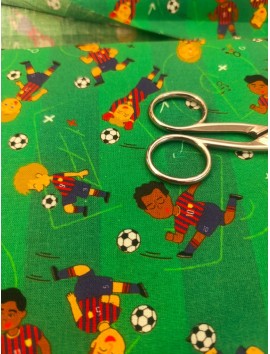 Tela de algodón estampado futbol rayas