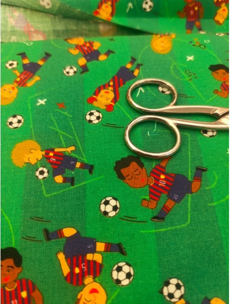 Tela de algodón estampado futbol rayas