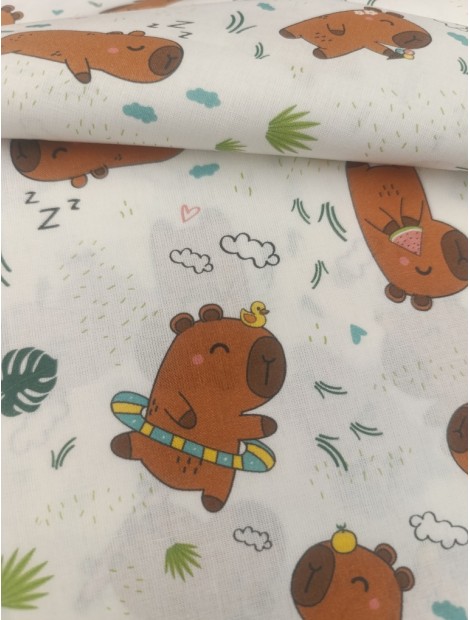 Tela de algodón estampado capibaras