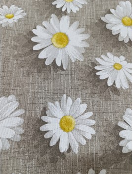 Mantel resinado , teflón , margaritas