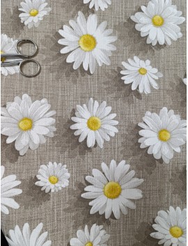 Mantel resinado , teflón , margaritas