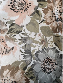 Mantel resinado , teflón , flores grises y rosas