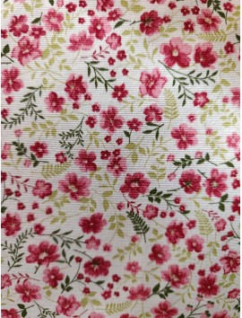 Mantel resinado , teflón ,flores pequeñas rojas