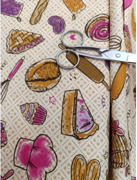 Tela de algodón estampado pastelería