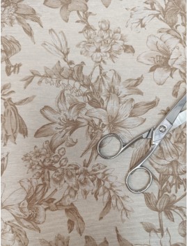 Mantel resinado , teflón ,flores beige