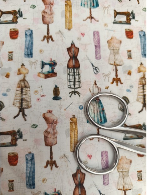 Tela de algodón estampado Maniquíes y máquinas de coser