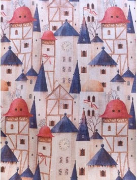 Loneta estampado castillo cuento de hadas