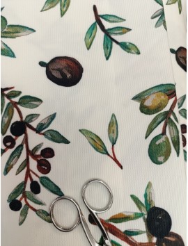 Tela para Mantel aceitunas y ramas de olivo, anti manchas
