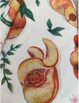 Tela para Mantel estampado de  melocotones, anti manchas