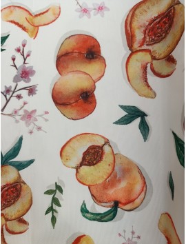 Tela para Mantel estampado de  melocotones, anti manchas