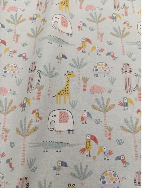 Tela de algodón  animales en la jungla, en 280 cm
