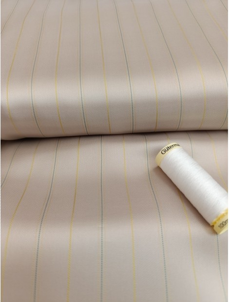 Forro viscosa beige con rayas mostaza