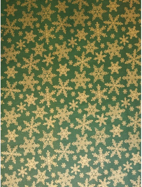 Algodón Patchwork verdes estrellas y flores