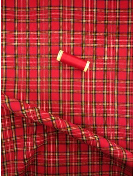 Cuadros Escoceses rojos, raya blanca y amarilla