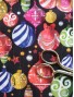 Tela de algodón de Navidad bolas decoradas fondo negro