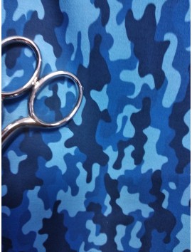 Tela de algodón camuflaje militar azul