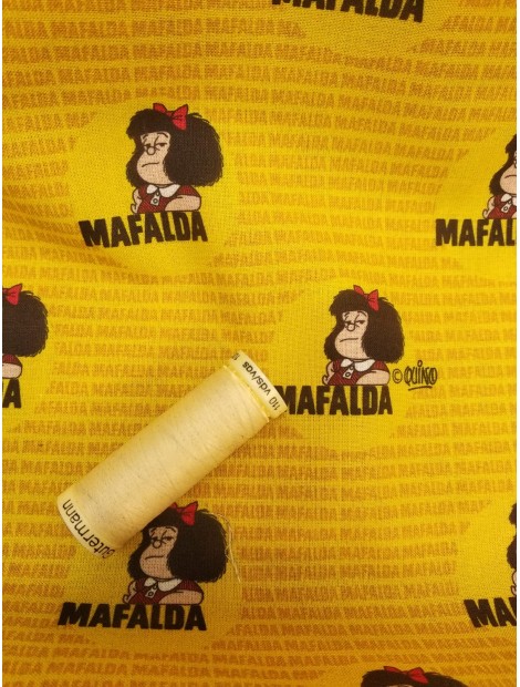 Tela de Algodón Mafalda fondo amarillo