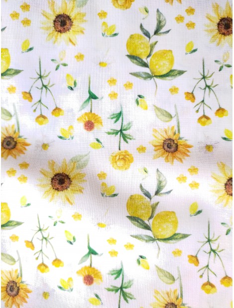 Tela de algodón flores y limones