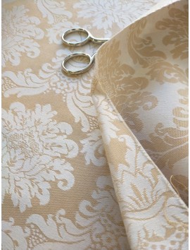 Damasco Jacquard blanco y beige