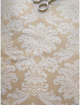 Damasco Jacquard blanco y beige