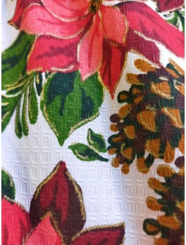 Mantel de Navidad pique flor de pascua y piñas